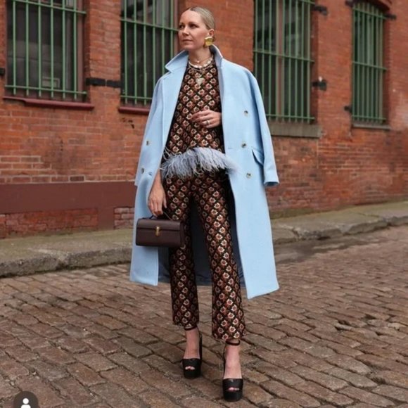 ZARA WOOL BLEND OVERSIZED COAT BLUE - Picture 1 of 5